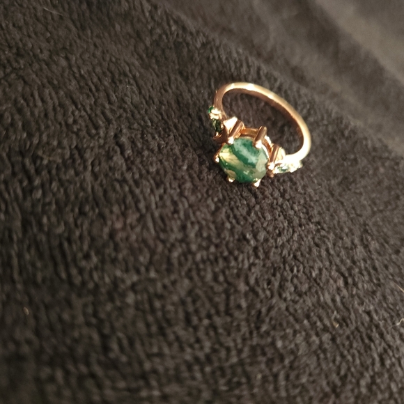 Natural Moss Agate Engagement Ring Set 925 Sterling silver - Picture 6 of 8